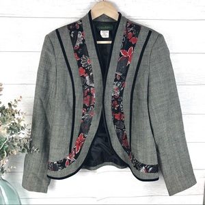 HARVE BENARD Gray Floral 100% Wool Blazer